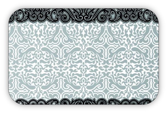 Grey and white abstract design made up of intricate swirls.