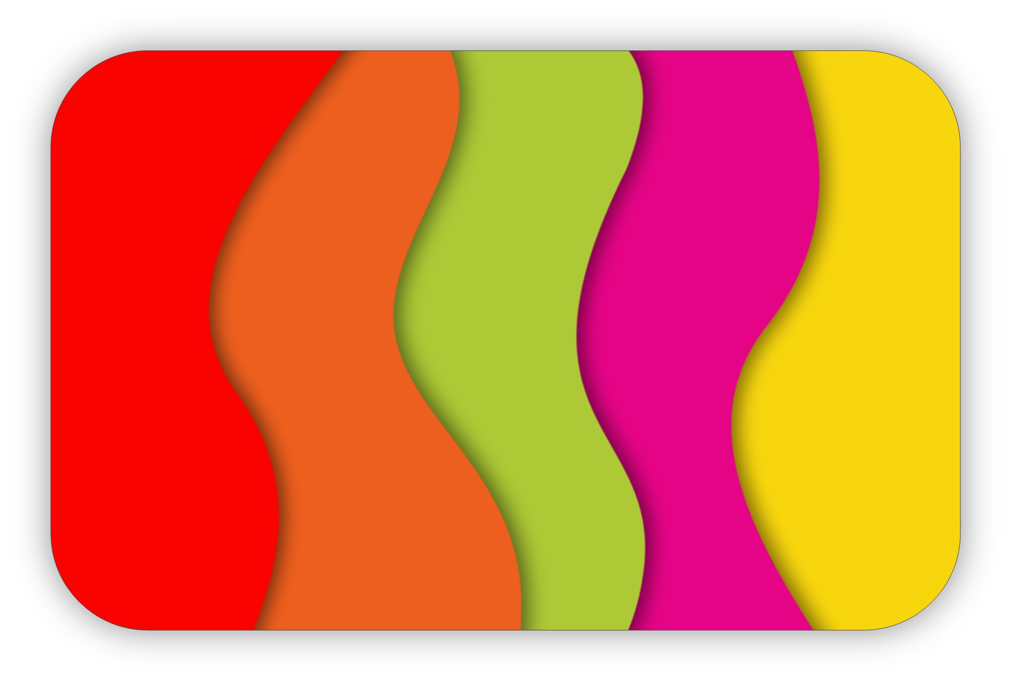 Wavy shapes of bright right red, orange, green, pink and yellow. 